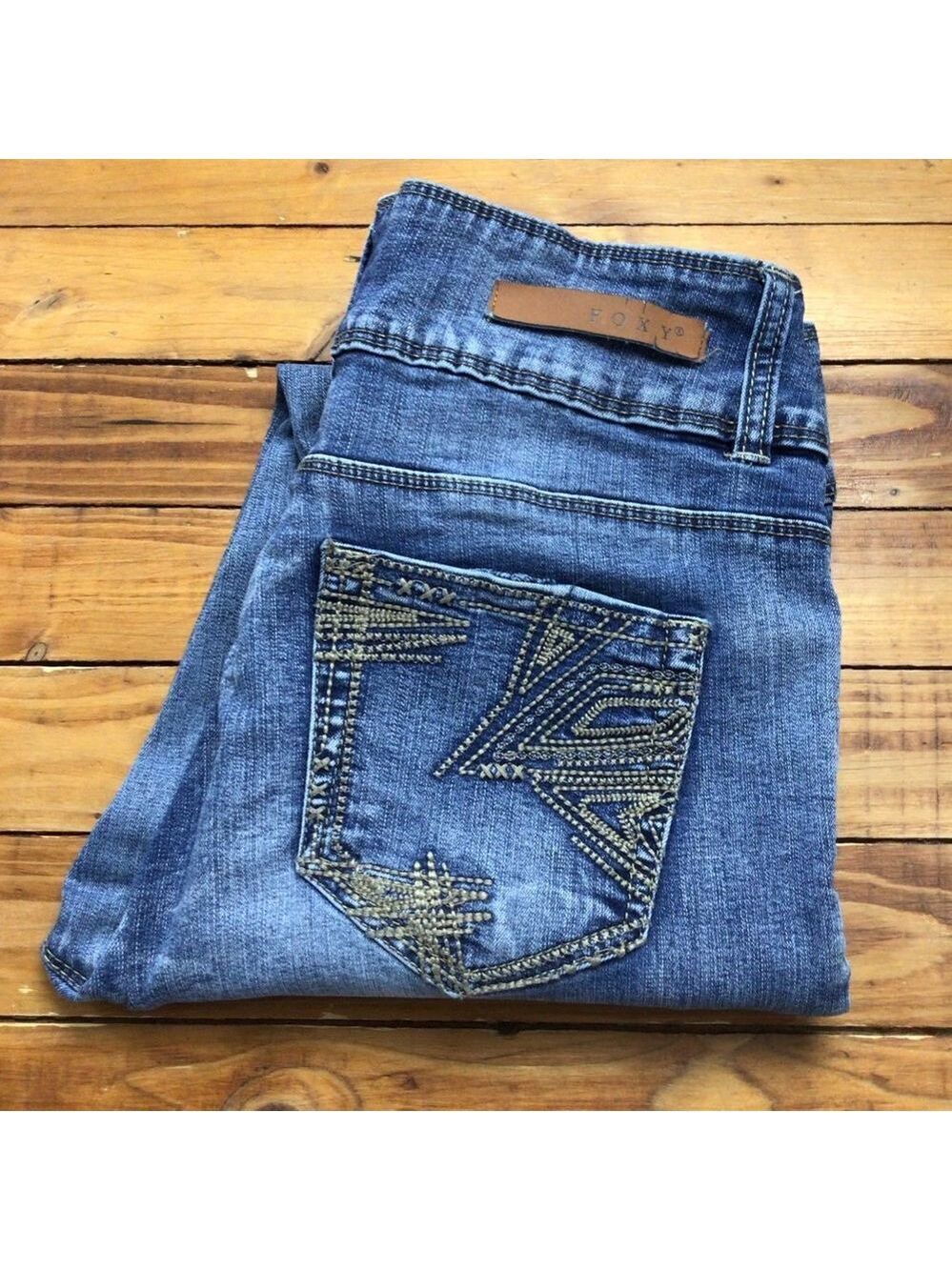 Foxy Jeans Jeaniologie skinny straight 29 medium rise distressed stretchy blue